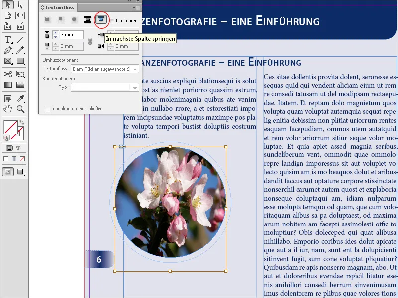 Tekstin kiertäminen InDesign-ohjelmassa