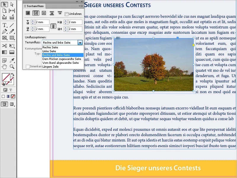 Obtekaný text v programu InDesign