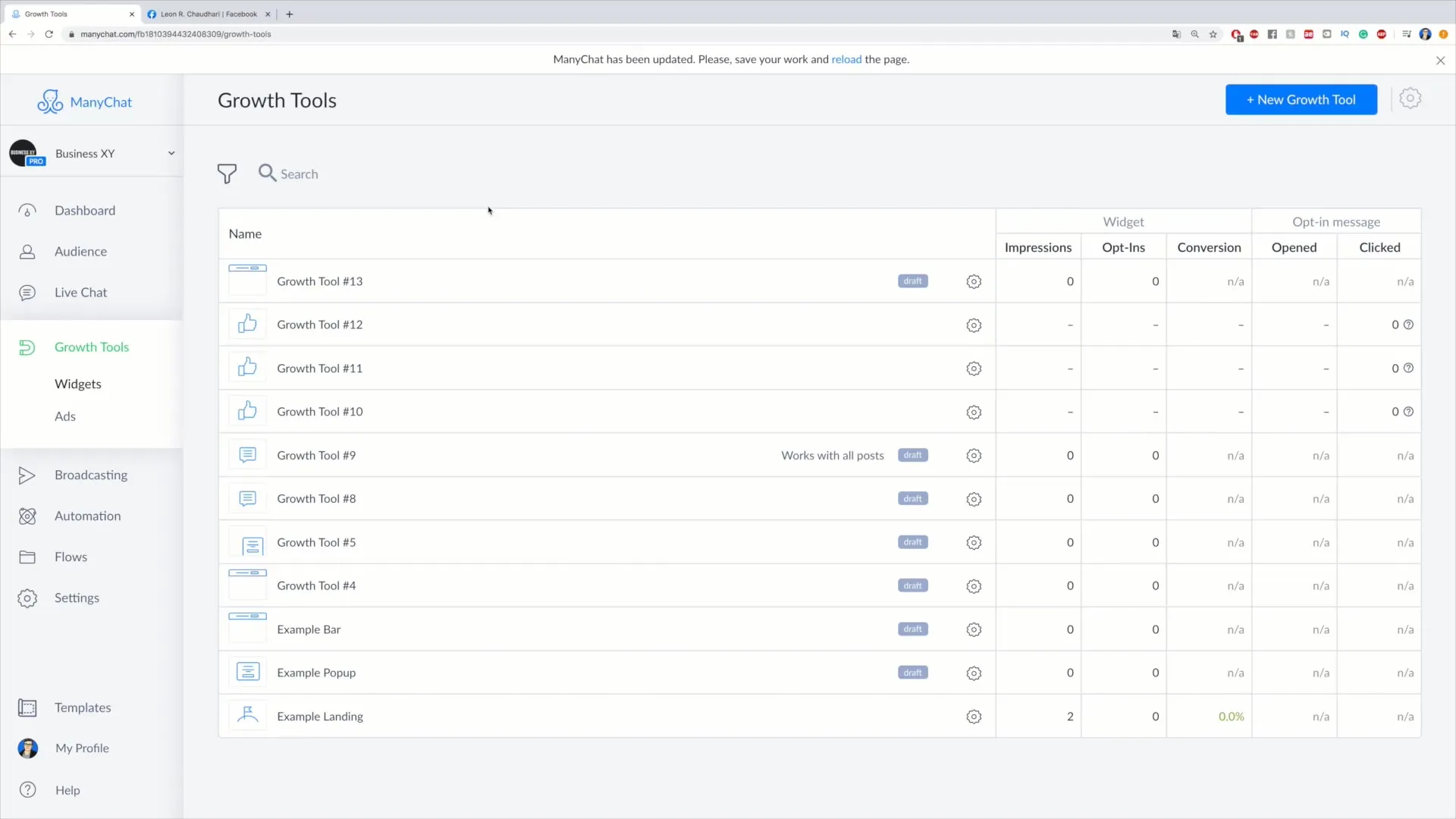 Set up Bar Growth Tool for customer acquisition