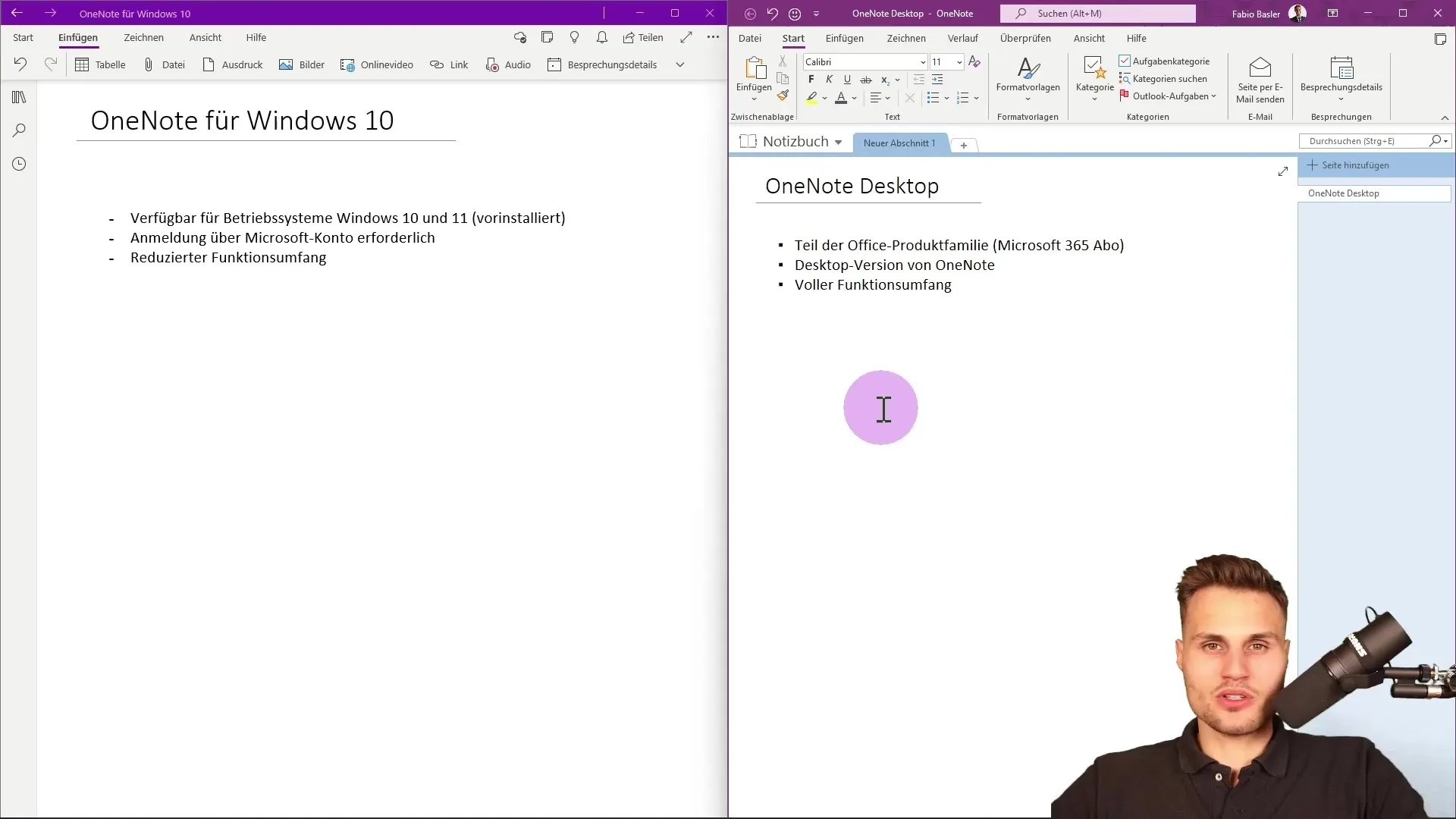 Differences between OneNote for Windows 10 and OneNote Desktop