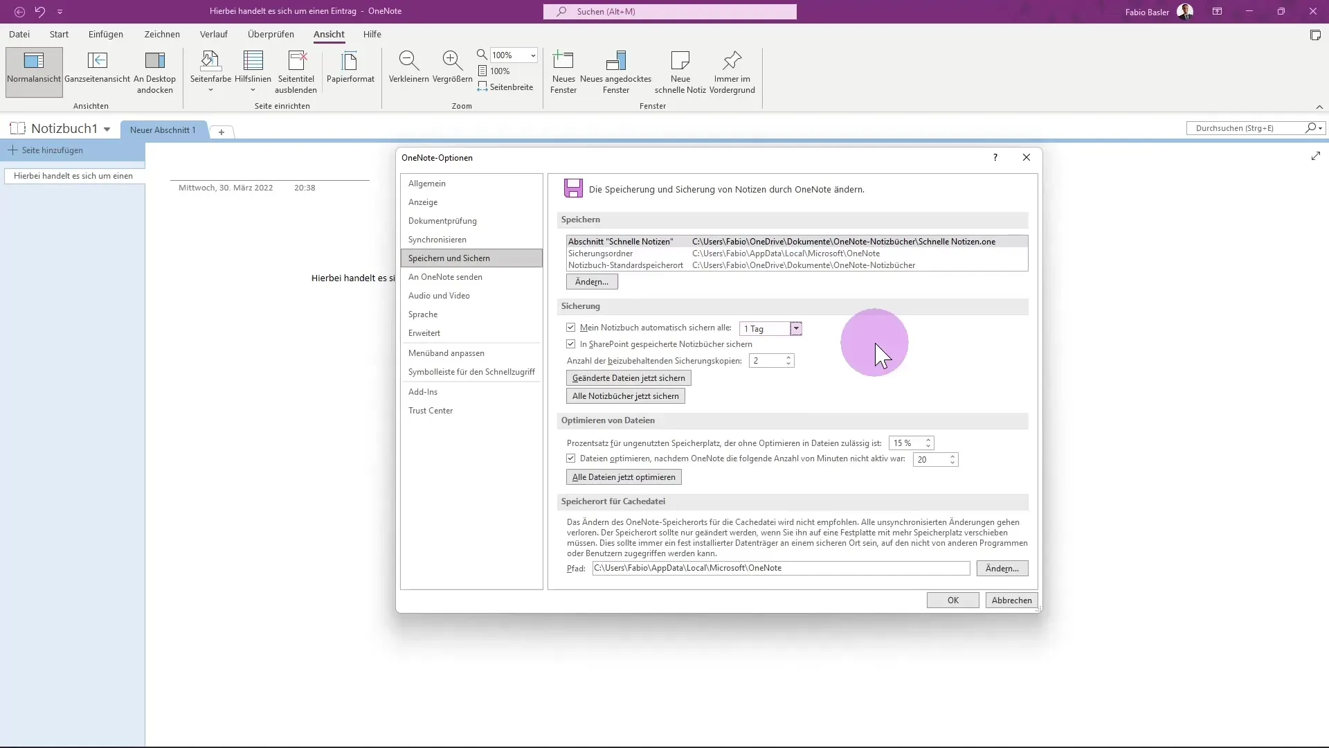 Options de OneNote : Ajustez-le à vos besoins