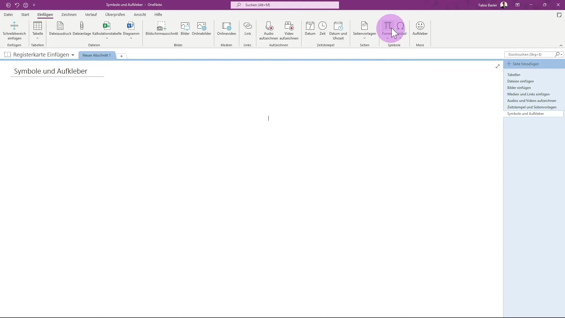 Ease of use of symbols and emojis in OneNote