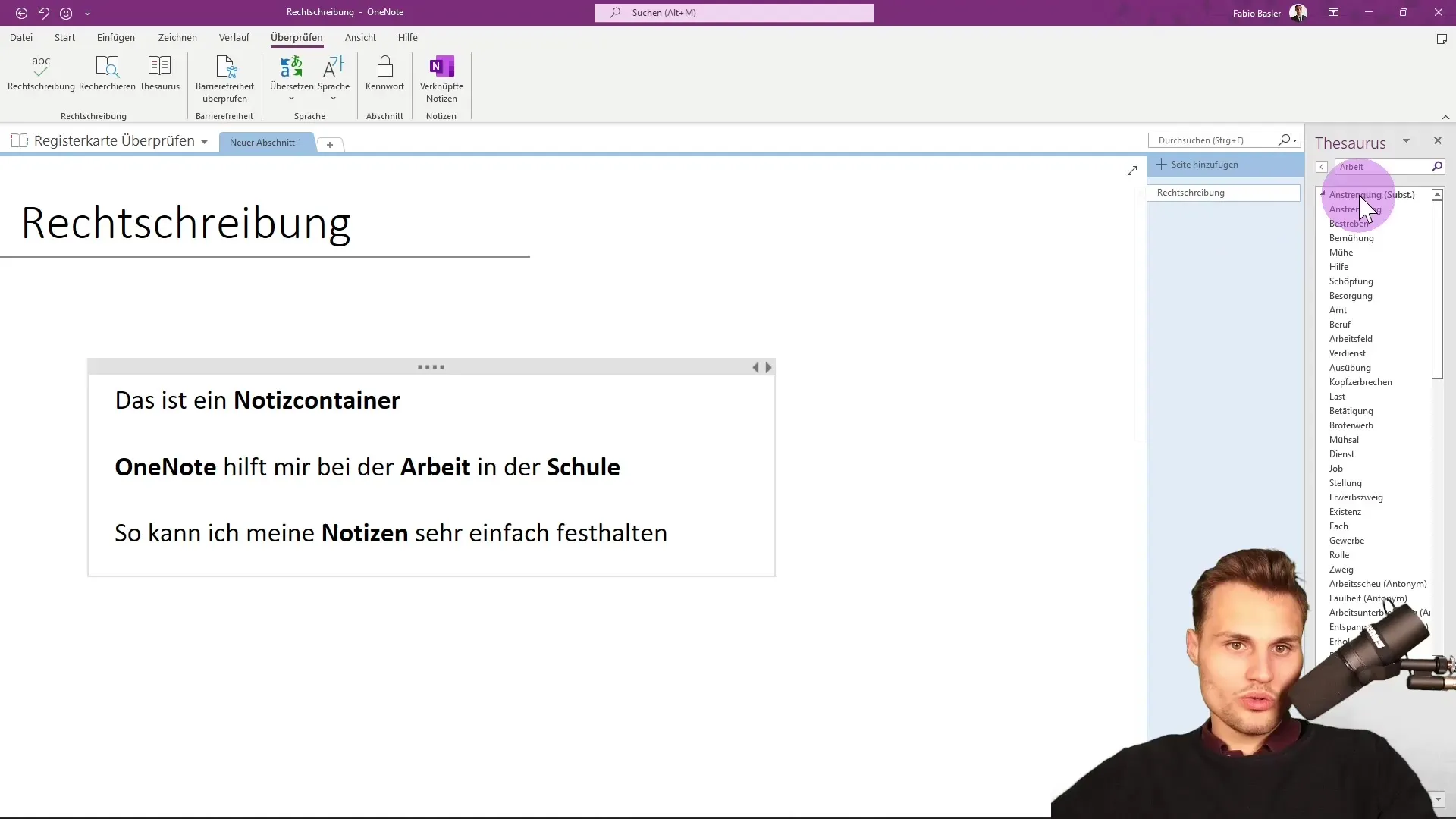 Optimization of OneNote spelling for error-free texts