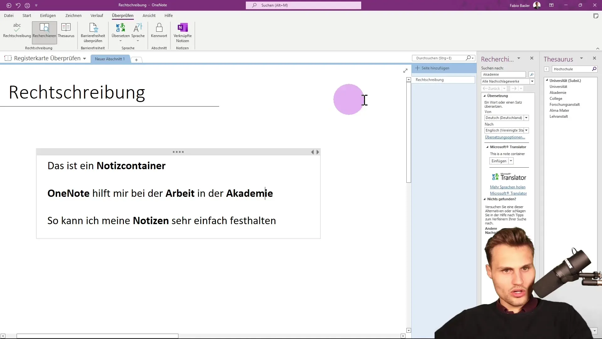 Optimization of OneNote spelling for error-free texts