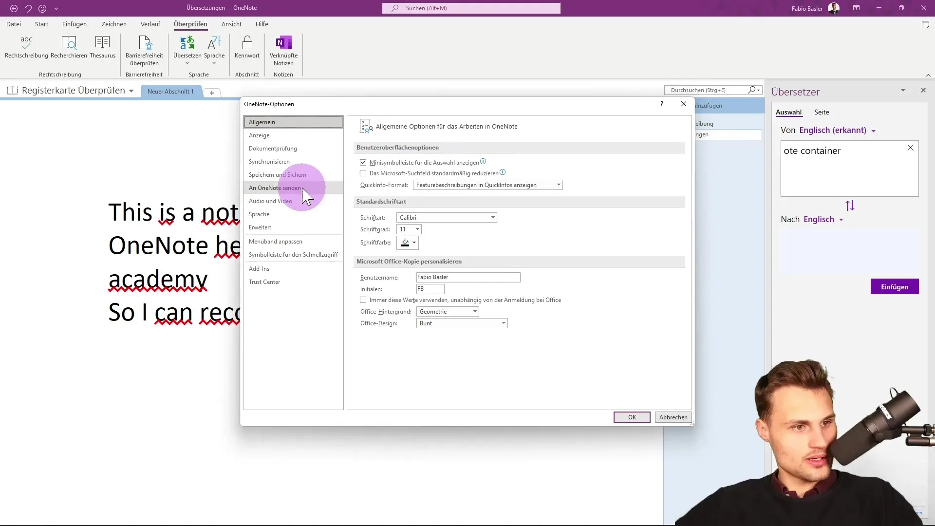 Translate text in Microsoft OneNote easily