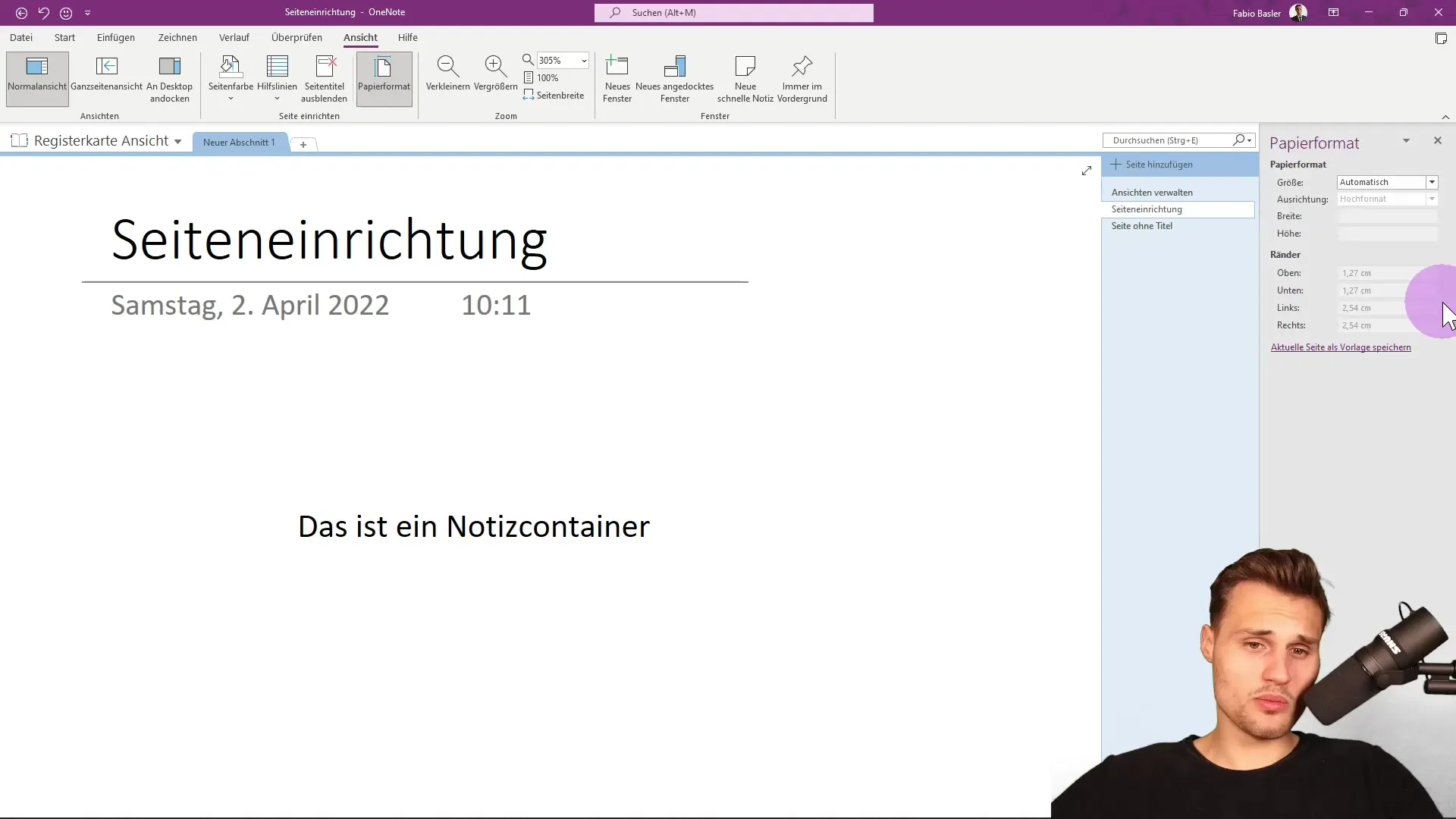 Seadista optimaalsed lehed OneNote'is