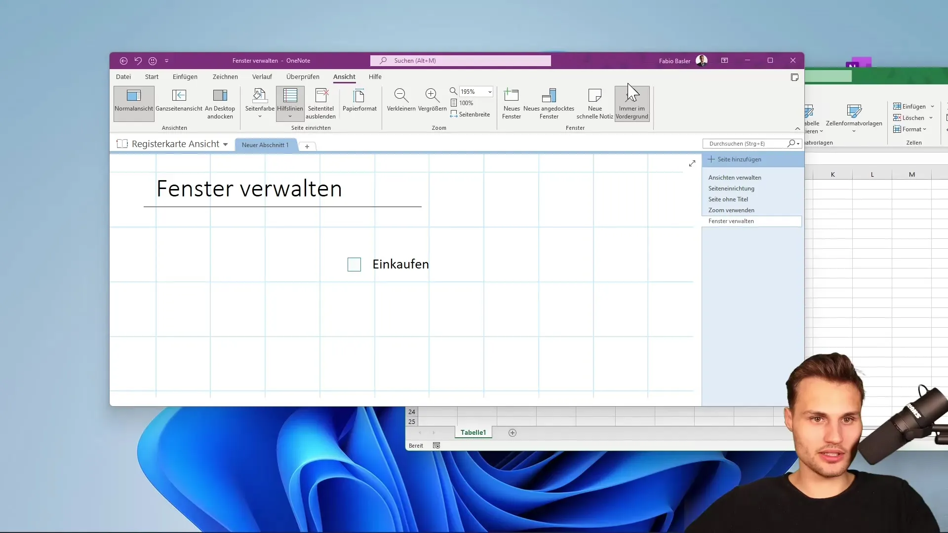 Penggunaan optimal jendela di Microsoft OneNote