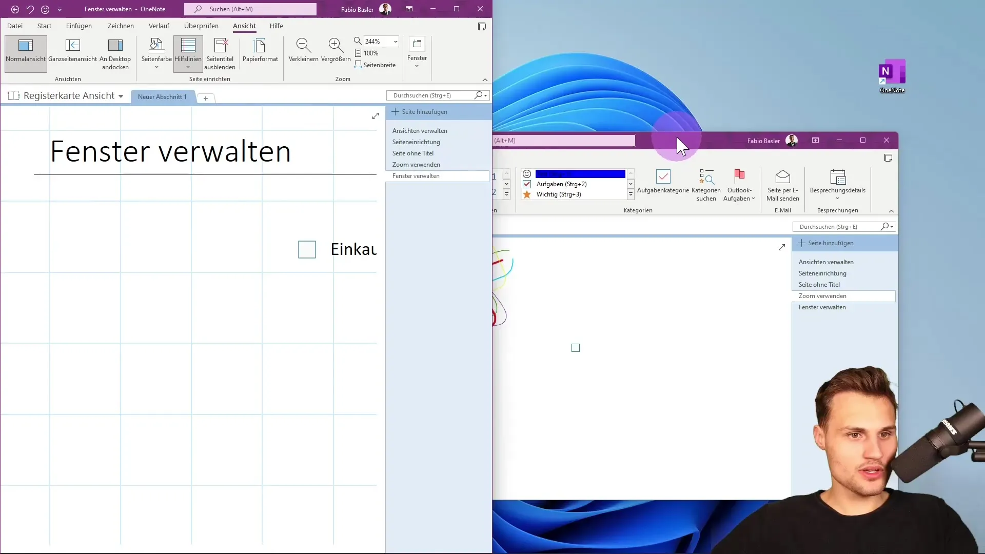 Optimal use of windows in Microsoft OneNote