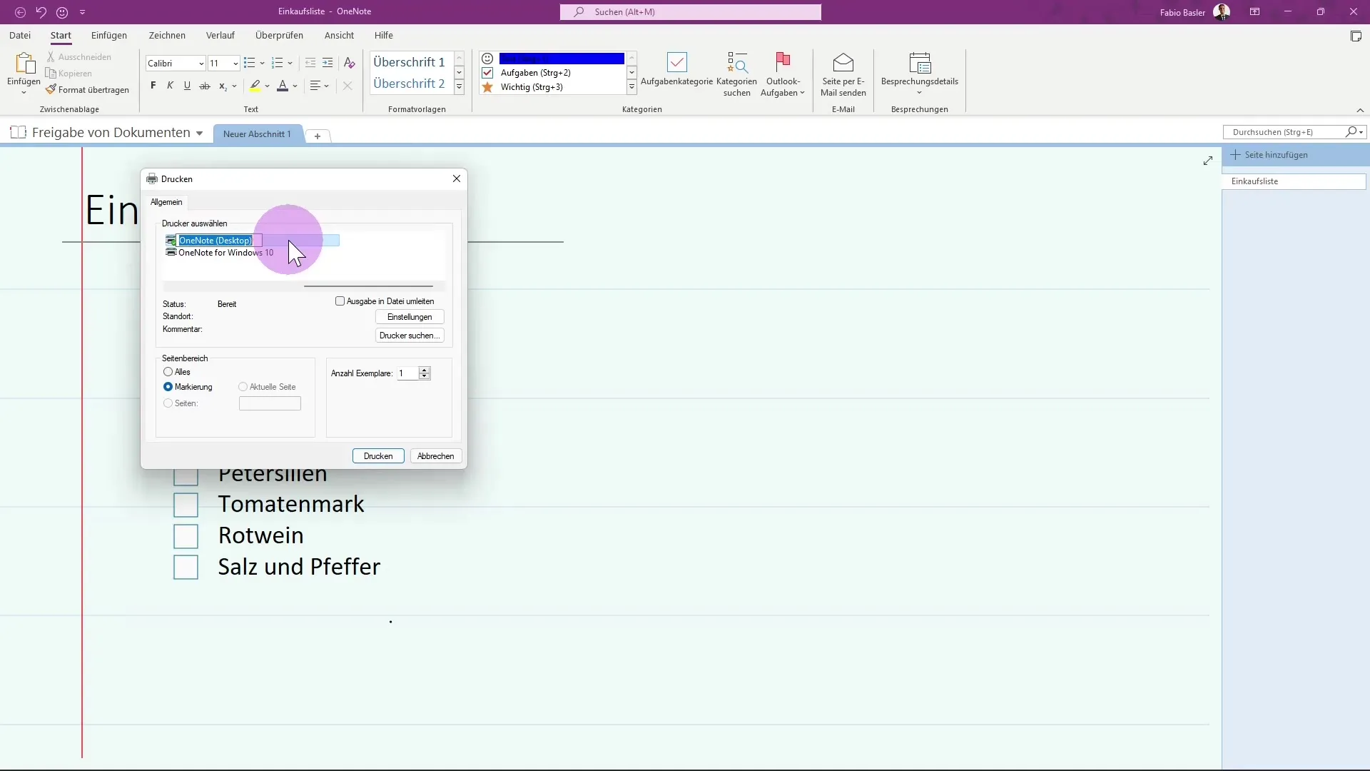 Efficient printing in Microsoft OneNote made easy