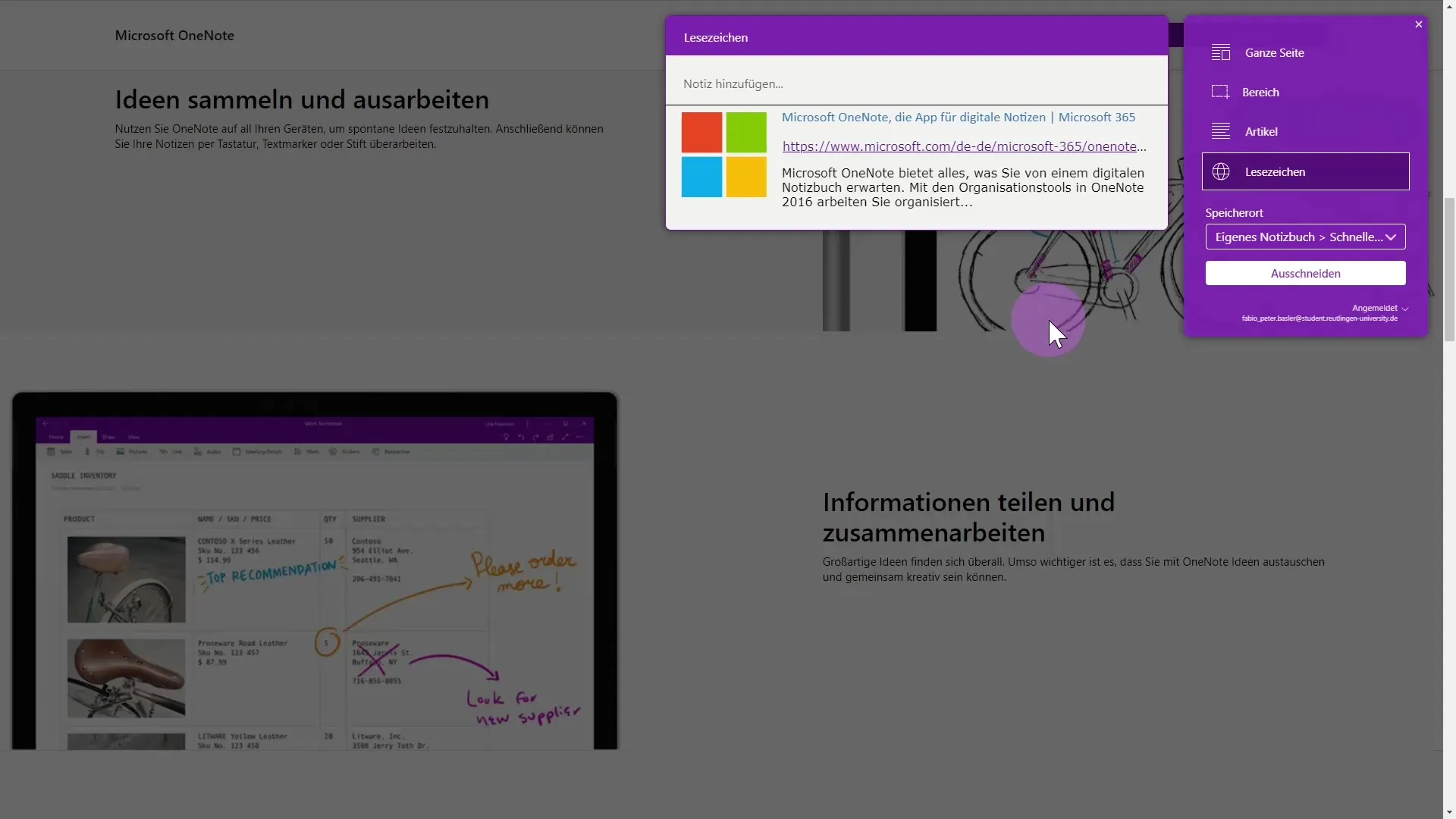 OneNote Web Clipper for efficient note-taking