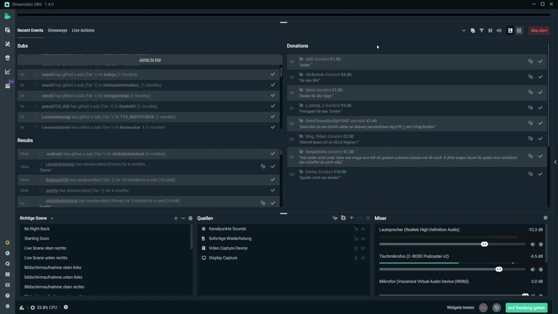 Den optimale utnyttelsen av Legacy-hendelser i Streamlabs OBS