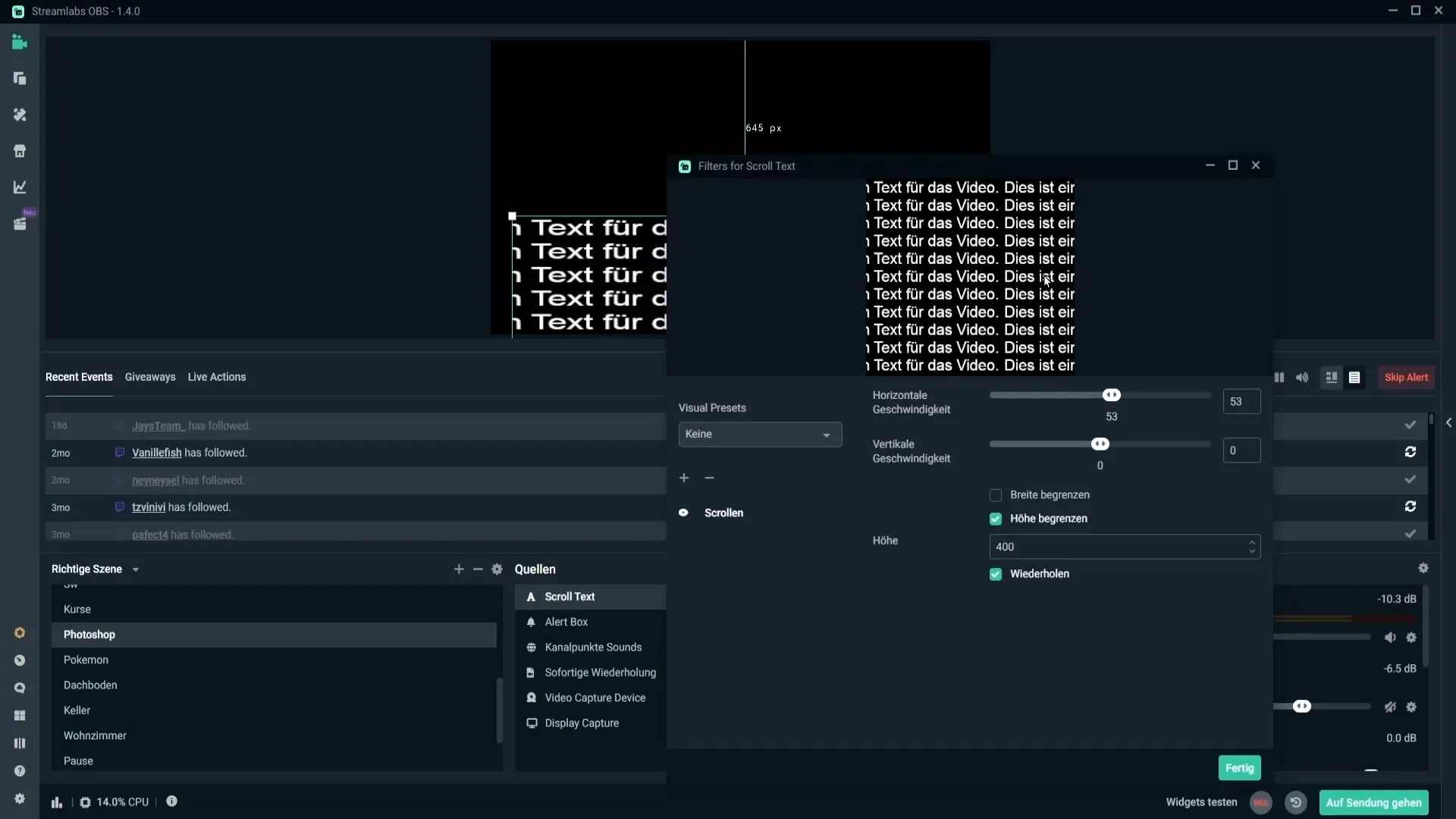 Lag en rulletekst i Streamlabs OBS på en effektiv måte