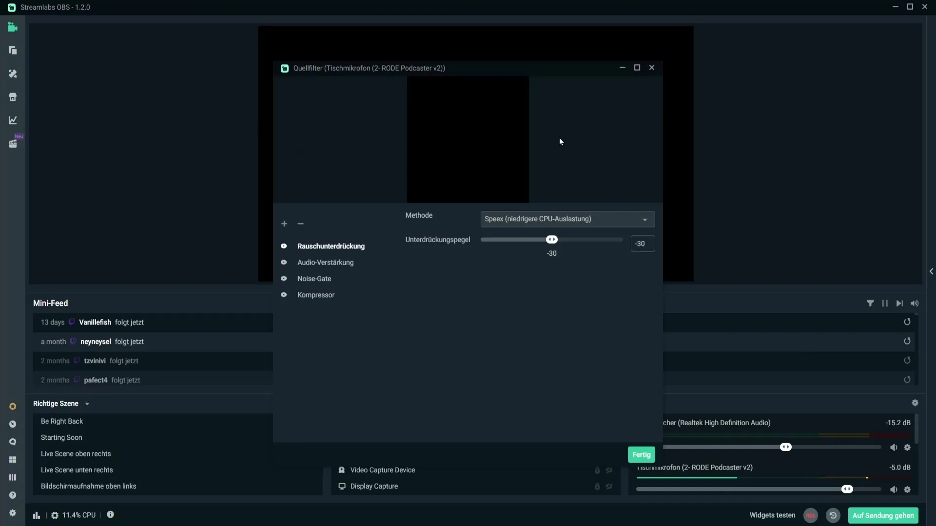 Menghilangkan suara berisik mikrofon dengan Streamlabs OBS