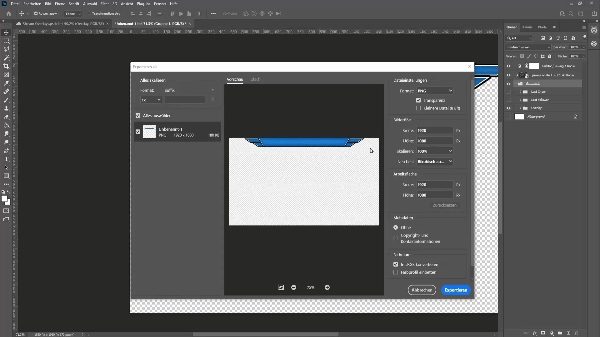 Membuat overlay profesional untuk streaming di Photoshop