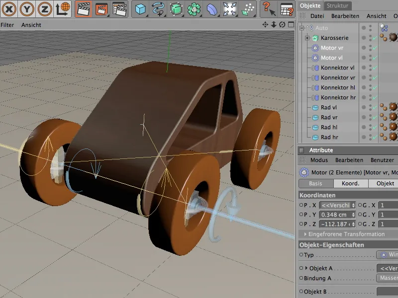 Neu in Release 12 - Motoren und Konnektoren - Offroadeinlage mit dem Holzauto