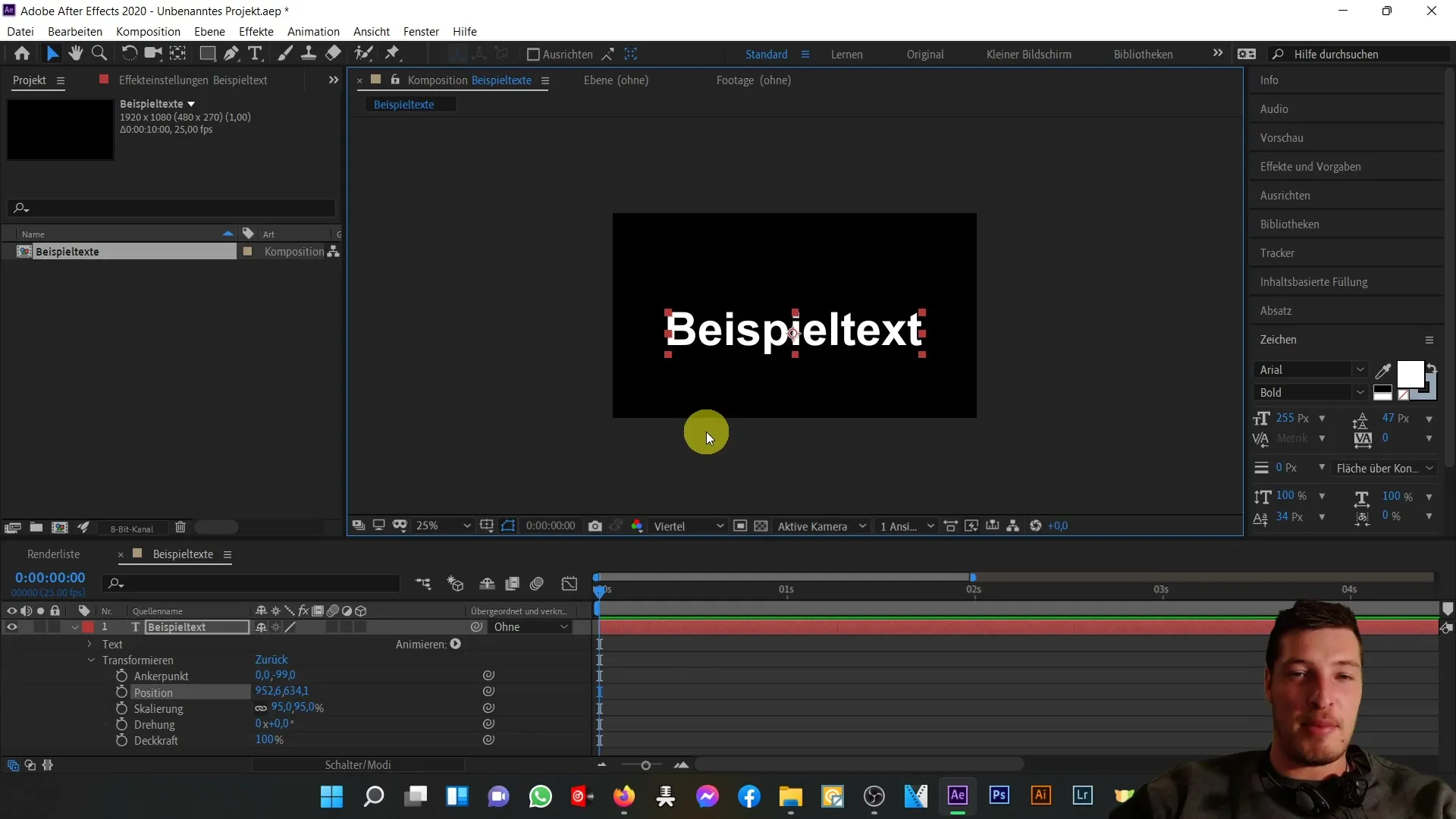 Animace textu v programu After Effects: Vytvoření prvních klíčových snímků