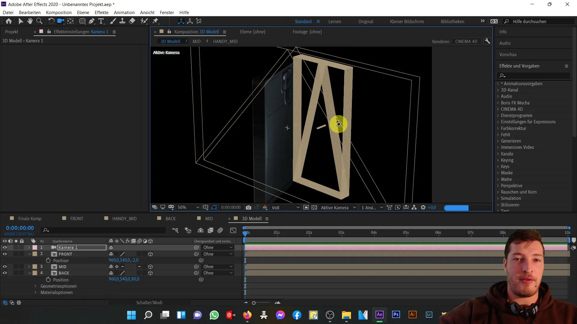 3D-mobil i After Effects: Optimering genom justeringar