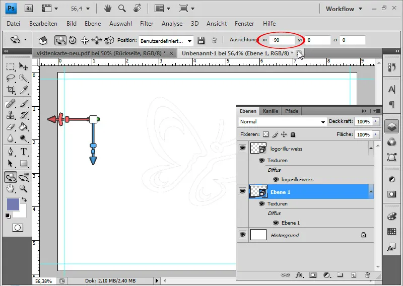 Vytvorte vizitku s 3D efektom svetla a tiene v programe Photoshop