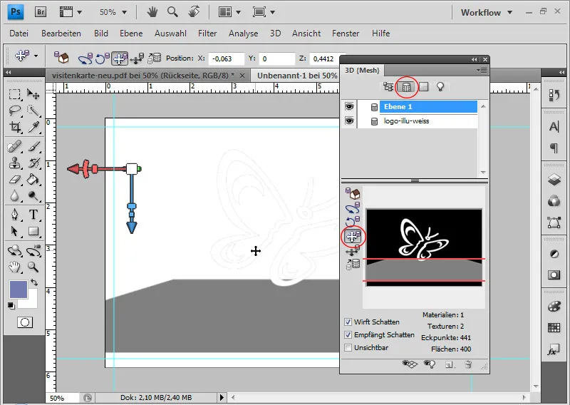 Vytvorte vizitku s 3D efektom svetla a tiene v programe Photoshop