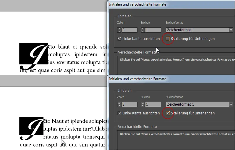 Vytvoření iniciál v programu InDesign.