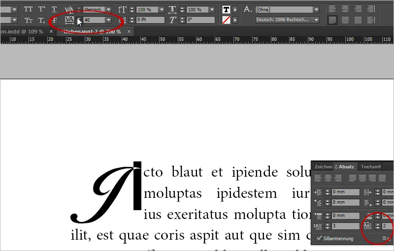 Vytvoření iniciál v programu InDesign.