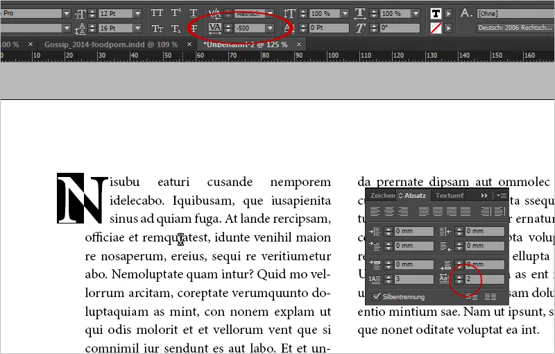 Izveidot sākumburtus programmā InDesign