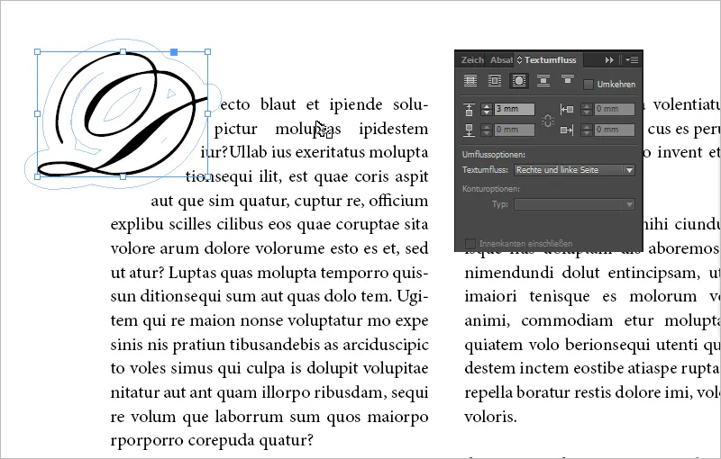 Opret initialer i InDesign.