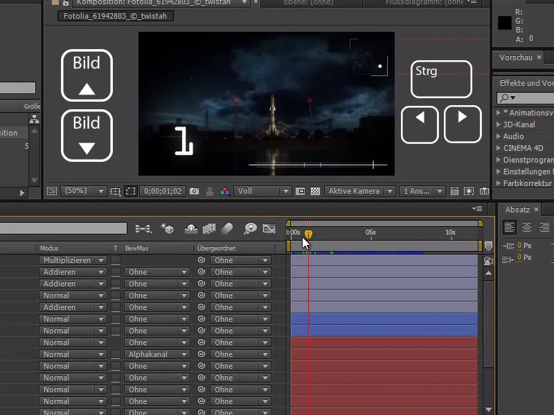 Tips dan trik untuk alur kerja di After Effects: Navigasi di Timeline