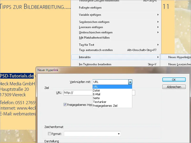 Schaltflächen und Links in InDesign