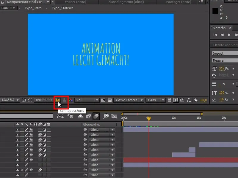 Tipps und Tricks zum Workflow in After Effects: Snapshots - Schnappschüsse