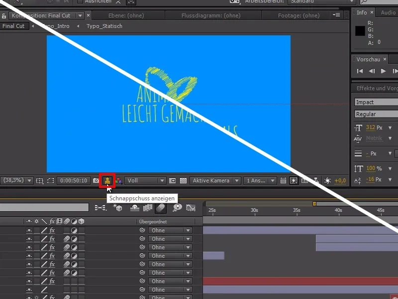 Tipps und Tricks zum Workflow in After Effects: Snapshots - Schnappschüsse