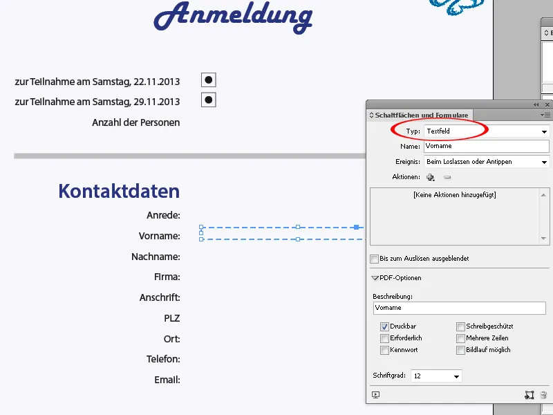 Vytváření interaktivních formulářů v programu InDesign