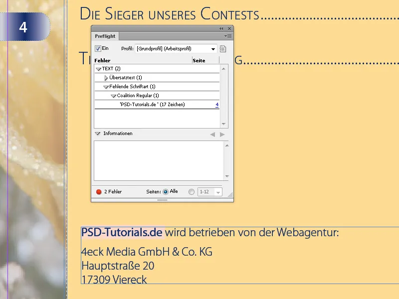 Předletový kontrola, kontrolovat propojené písma a obrázky, kontrolovat barvy, zabalit dokument v programu InDesign