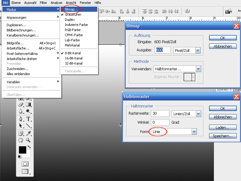 Kreuzschraffur erstellen ohne Filter