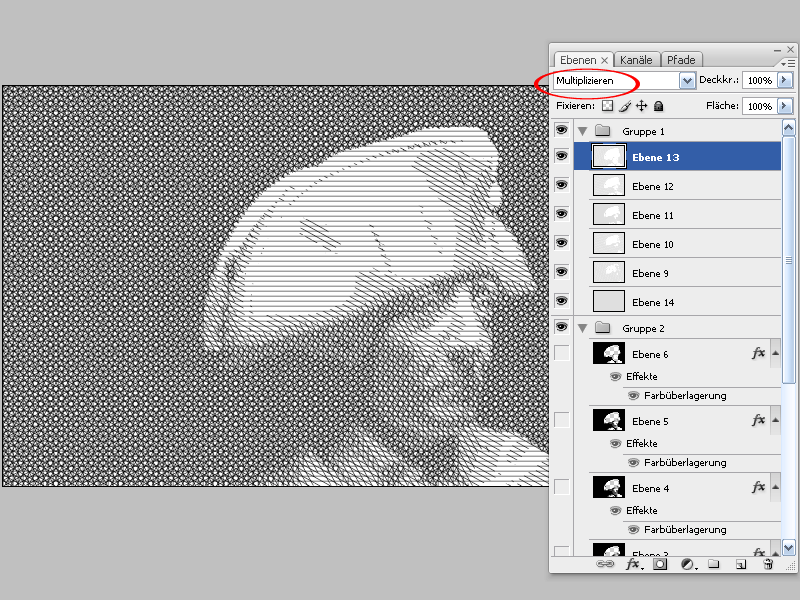 Kreuzschraffur erstellen ohne Filter