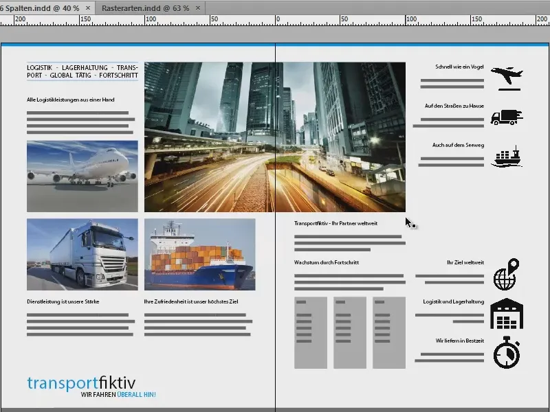 Rozwijanie siatki projektowej w programie InDesign