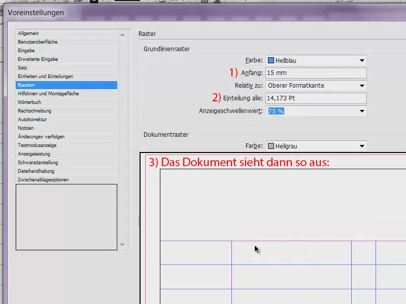 Suunnitteluruudukon luominen InDesign-ohjelmassa