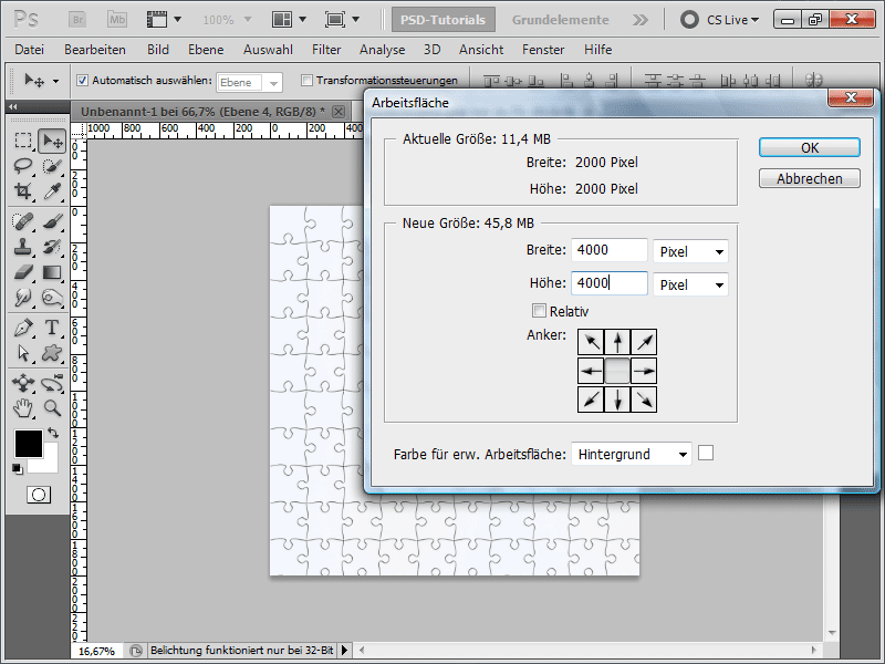 Puzzles kuva, jossa poistettuja paloja on kahdessa eri versiossa