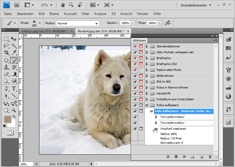 Recording actions in Photoshop