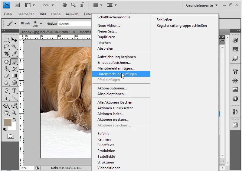 Recording actions in Photoshop