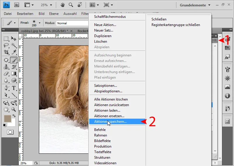 Recording actions in Photoshop