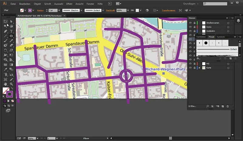 Cartography (Creating direction maps) with Illustrator - Part 1