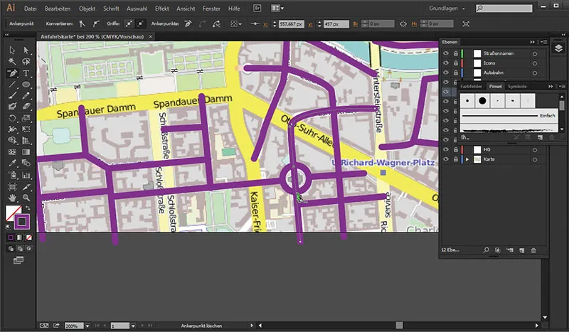 Cartography (Drawing driving directions) with Illustrator - Part 1