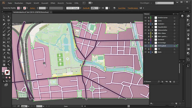 Cartography (Drawing Directions Maps) with Illustrator - Part 3