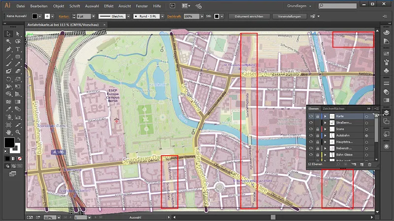 Cartography (Drawing directions maps) with Illustrator - Part 6