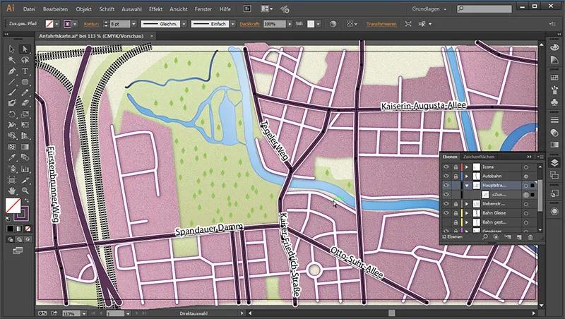 Cartography (drawing route maps) with Illustrator - Part 6