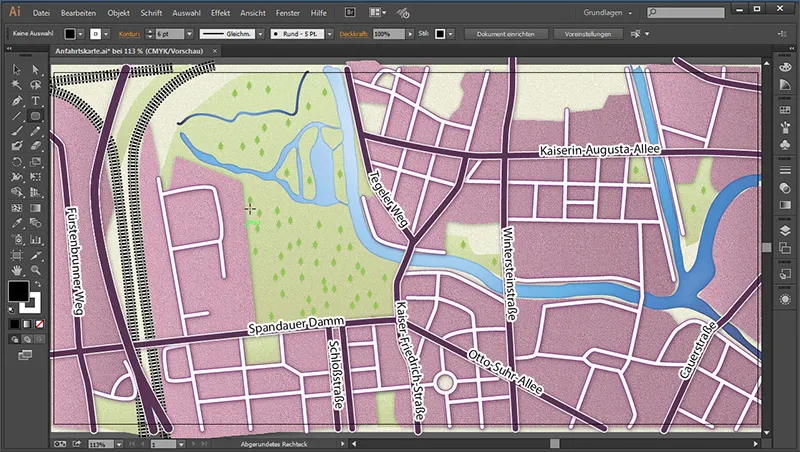 Cartography (drawing route maps) with Illustrator - Part 6