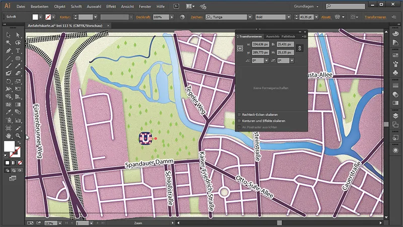 Cartography (drawing route maps) with Illustrator - Part 6