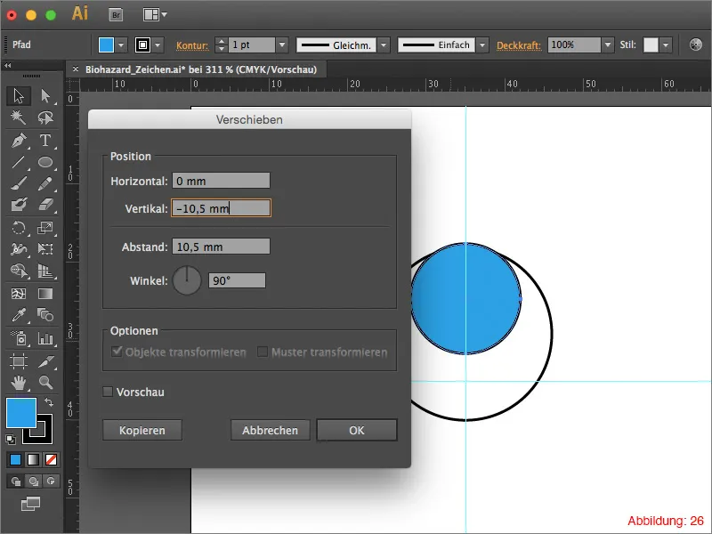 Membuat tanda peringatan di Adobe Illustrator.