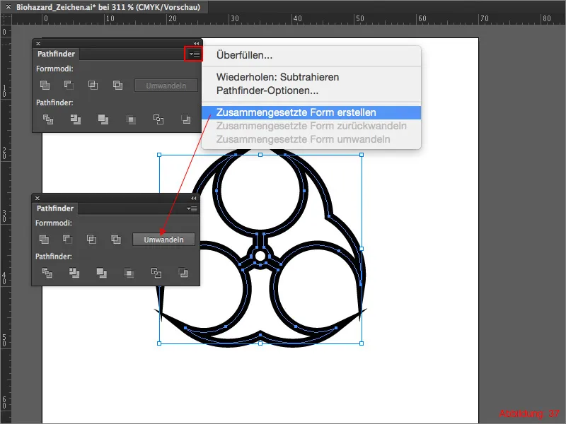 Membuat tanda peringatan di Adobe Illustrator.